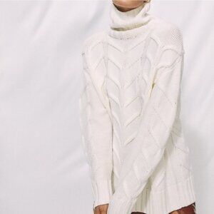 Aritzia Wilfred Champeaux Cable-Knit Turtleneck Sweater Women's Size XXS